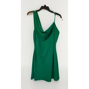 LowerRight One Shoulder Green Short Dress Women's Size Large Holiday Party Dress